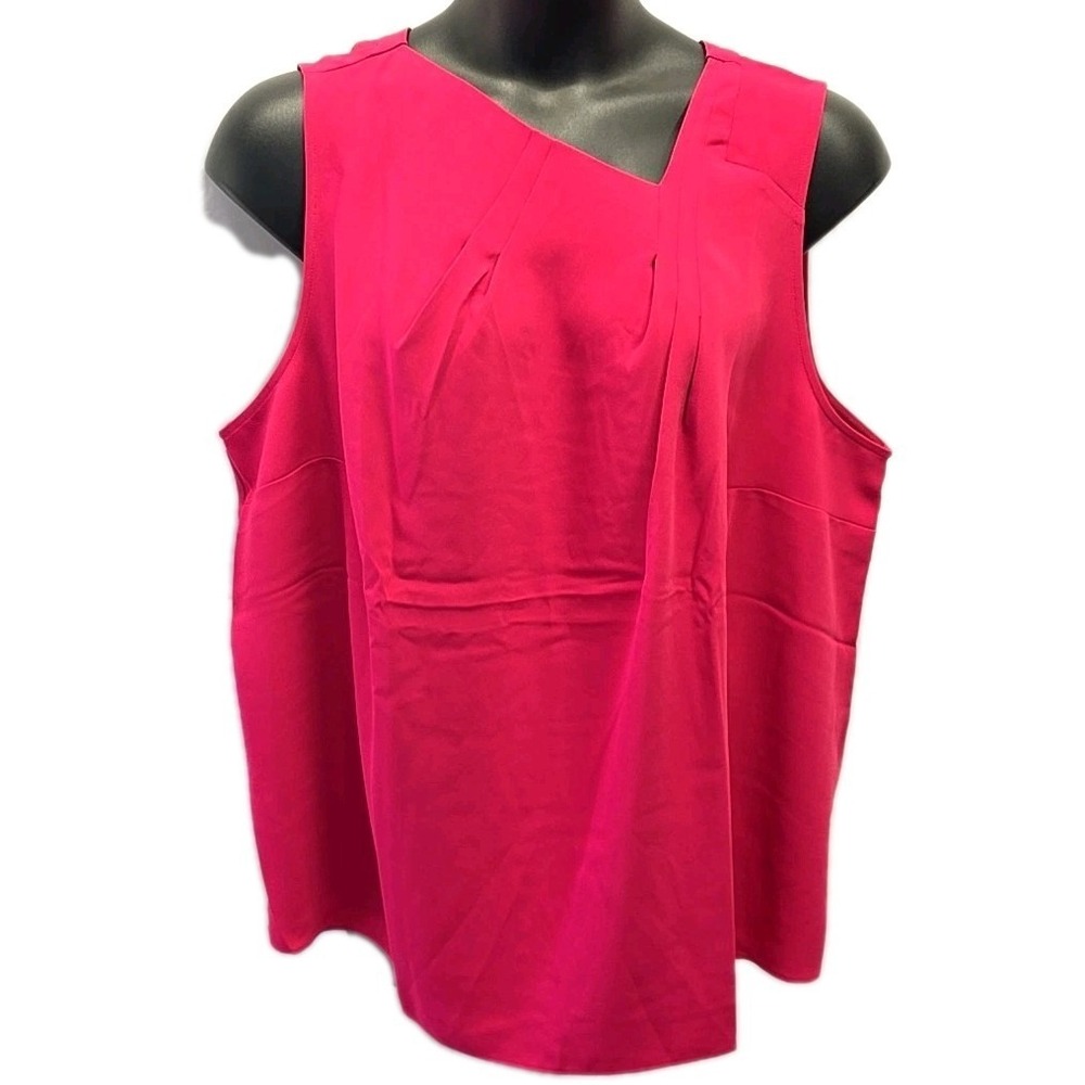 J Jill Wearever Pink Sleeveless Tank Blouse Womens 3X Pleated Career Top